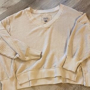 American Eagle Outfitters Tan V-Neck Sweater